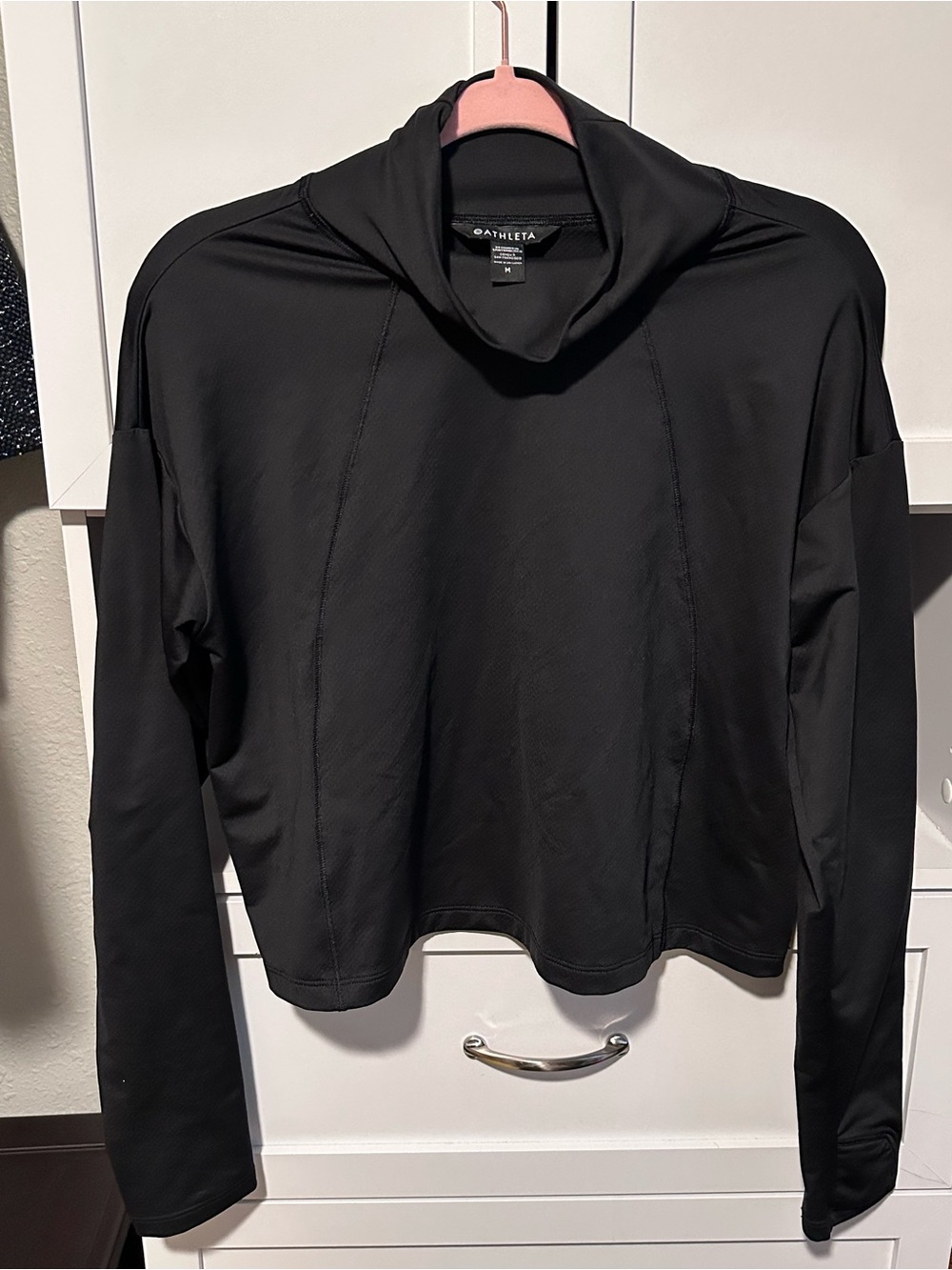 Athleta Black Cowl Neck Long Sleeve Performance Top Size M - Picture 1 of 5